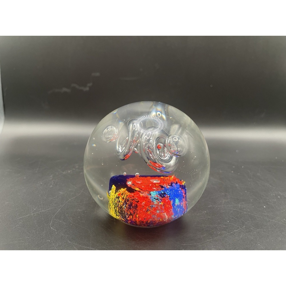 Vintage Handblown Colorful Glass Paperweight